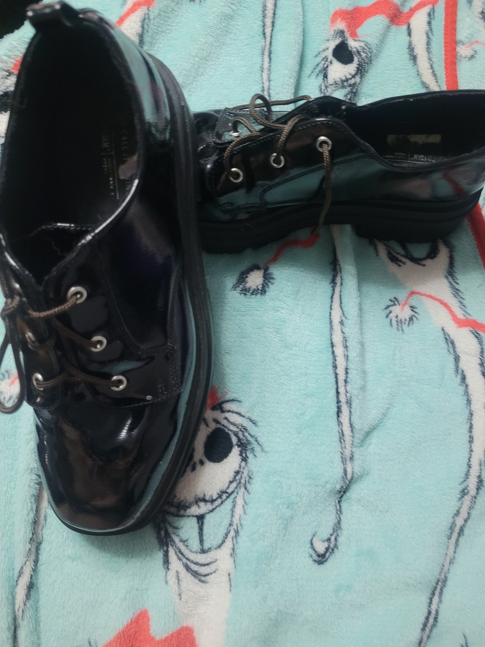 Call It Spring Black Patent Lace-Up Platform Oxfords